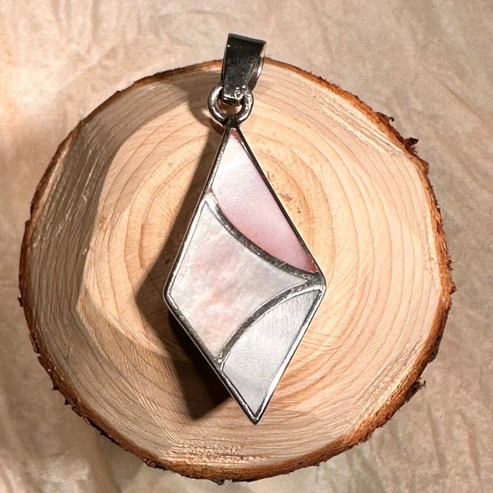 Pink/Blue/White Mother of Pearl Sterling Silver Pendant